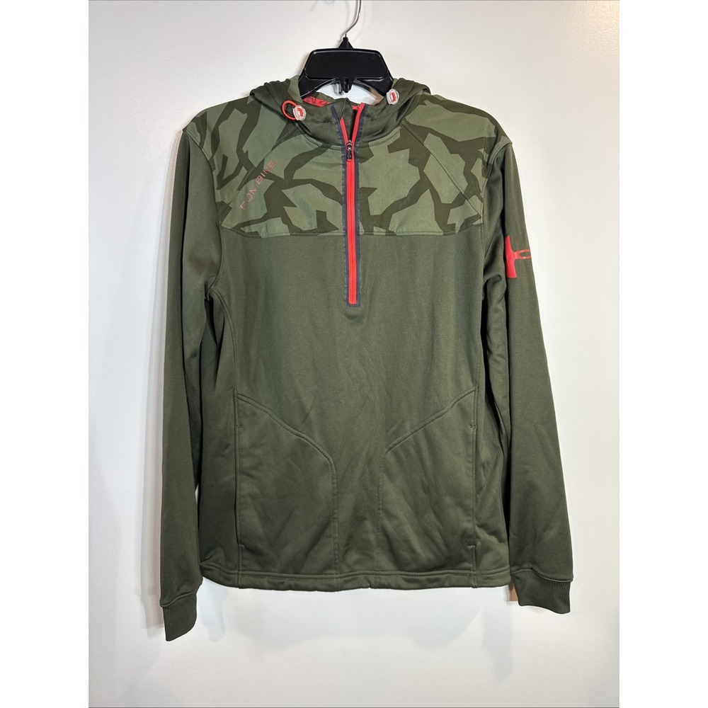 UA Combin Camo Quarter Zip Green Loose Fit performance Hoodie Sz Small excellent